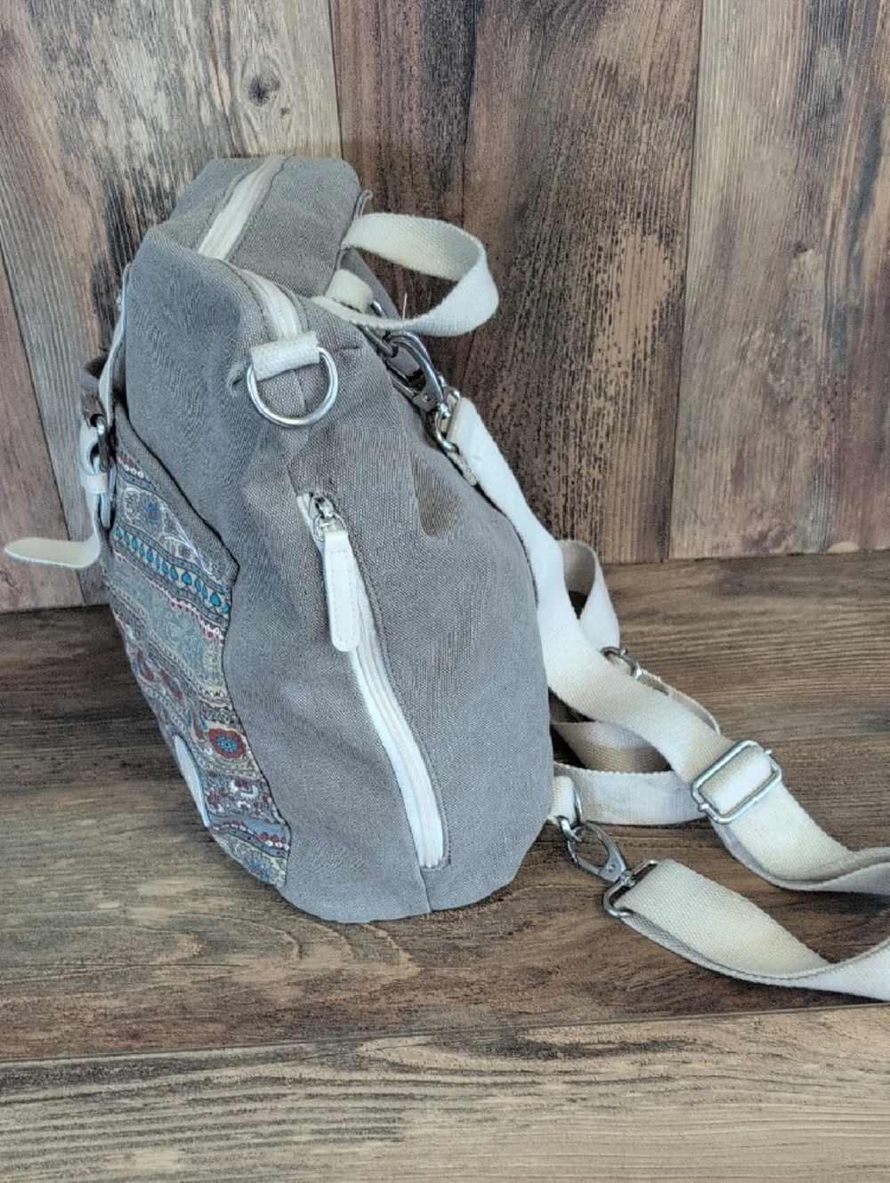 Canvas Artisan Convertible Boho Backpack Crossbody Bag            AB185